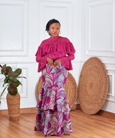 KDA TWO STEPS PEPLUM GOWN WITH TURTLE NECK