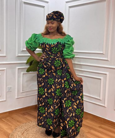 KDA ANKARA DRESS WITH SCUBA HAND DETAILING