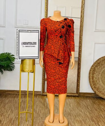 KDA ANKARA STRAIGHT GOWN WITH FLORAL BEAD